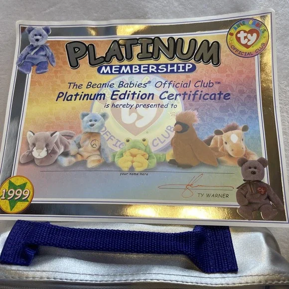 Vintage OPENED TY Beanie Babies‎ Membership Official Club Kit with Bear & Coin